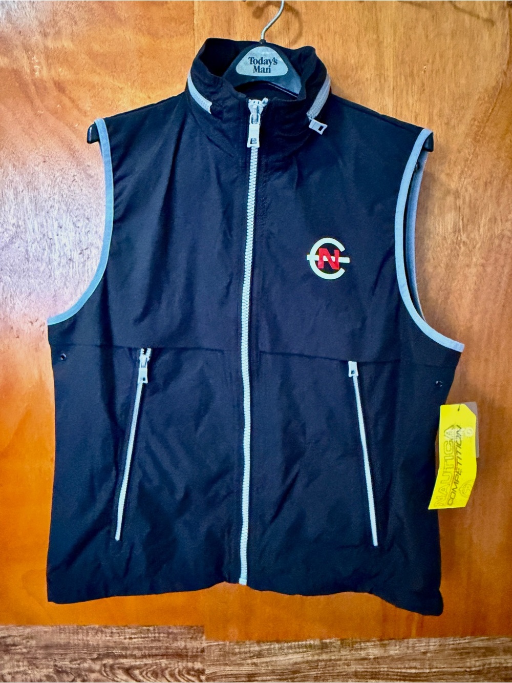 Nautica Black Sleeveless Zip-Up Vest with Gray Trim